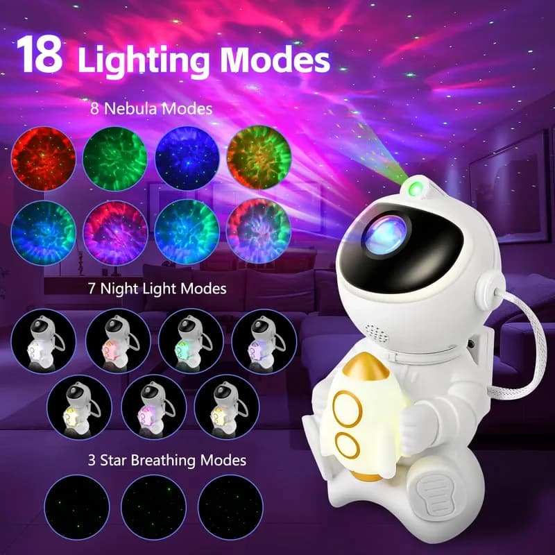 Astronaut Star Projector with Bluetooth Speaker – Galaxy Night Light