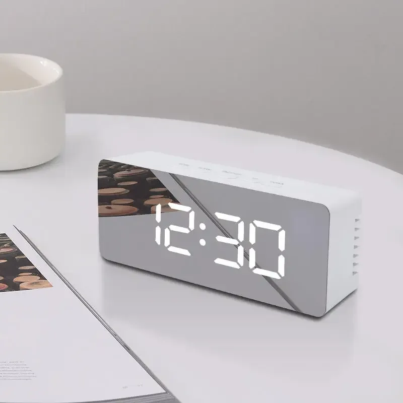 LED Digital Alarm Clock – Temperature Display, 12/24H, Bedside
