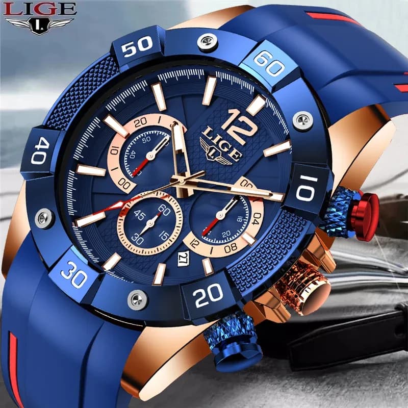LIGE Fashion Sport Watch – Silicone Band, Date Display, Waterproof